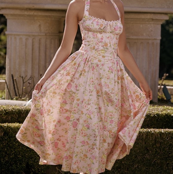 House of cb Adabella pink halter midi dress xs regular cups - Picture 6 of 6